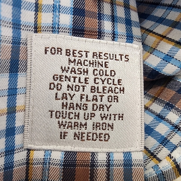 Peter Millar Men’s Button Down Shirt Tan & Blue Plaid - Large - Picture 9 of 9